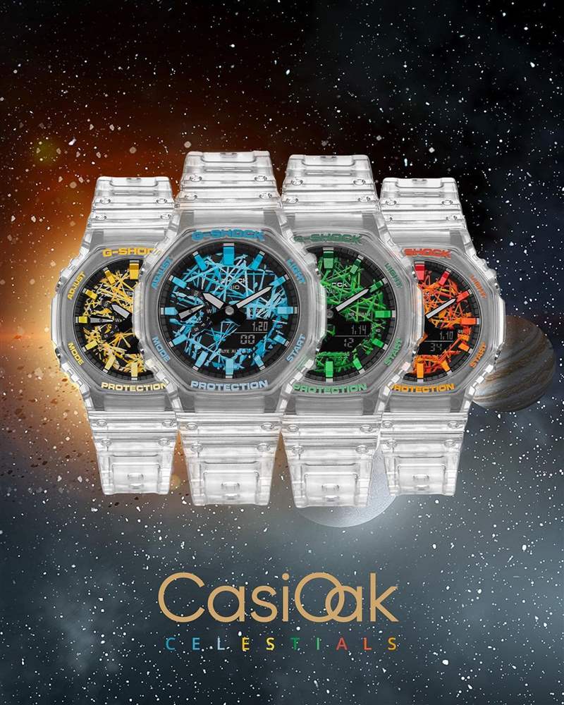 IFL Watches與The Dial Artist嶄新開發(fā)CasiOak Celestial系列，將天體主題帶入農(nóng)家橡樹手表，并用抽象手繪結(jié)合彩色詮釋不同行星。 （Source：iflwatches）