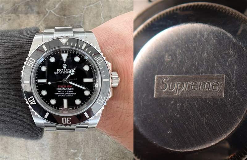 2013年Supreme委托BAMFORD改裝的黑水鬼鬼114060，2021年曾在電商平臺上架并開價10萬美金（折合約港幣784,660）。 （Source：justinreed）